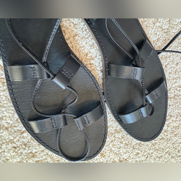 10 Madewell black strappy sandals lace up - Picture 4 of 8